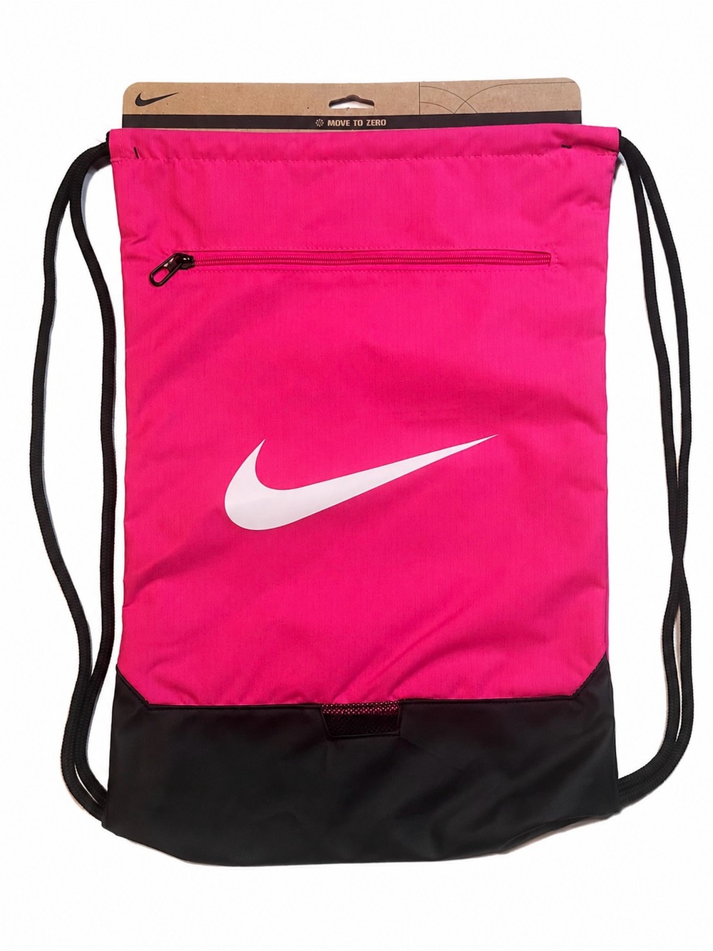 Nike Drawstring Backpack Hot Pink White Swoosh Black NWT